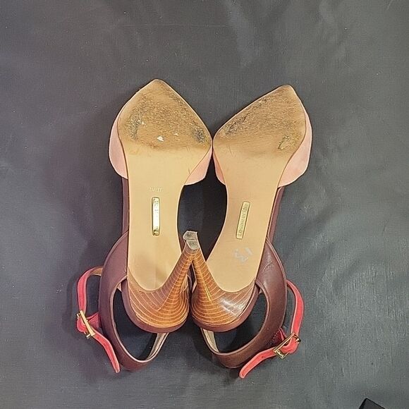 LOUISE ET CIE LOW ESPERANCE LEATHER SUEDE ANKLE STRAP HEELS - Picture 10 of 15